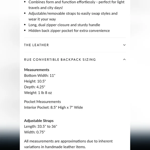 Portland Leather Goods Rue Convertible Backpack Coldbrew - Picture 15 of 16